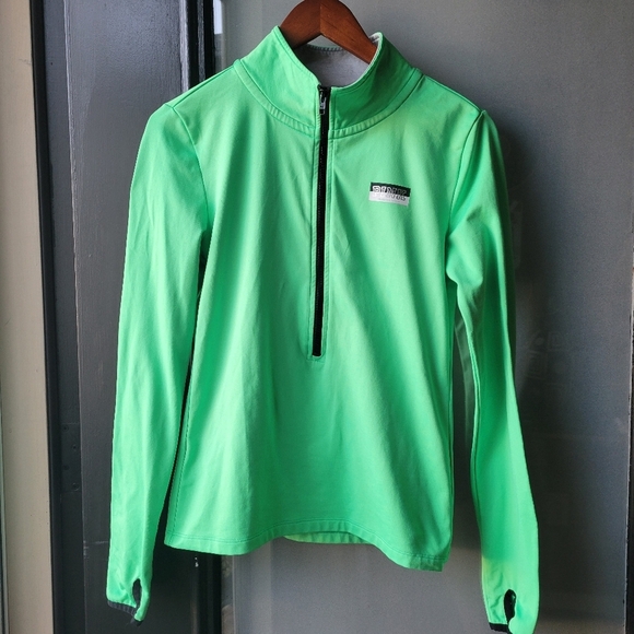 VICTORIA'S SECRET Pink Ultimate Deep Zip Sweatshirt Green S/P 3/4 Zip Logo PINK - Picture 2 of 9